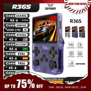 Портативная Игровая консоль R36S в стиле Ретро с открытым исходным кодом Linux System 3,5-дюймовый IPS-экран Портативный Карманный Видеоплеер R35S 64 ГБ Игр